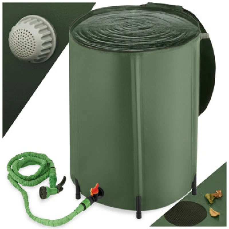 Image of Tectake Water Butt - Tap And Overflow Protection, Foldable Weather Resistant - 250 L
