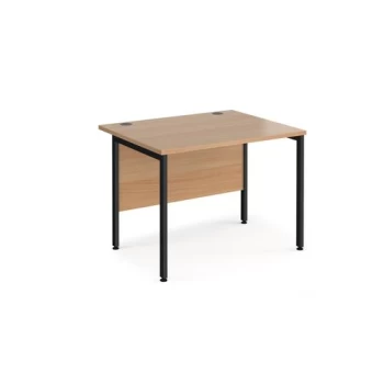 Image of Office Desk 1000mm Rectangular Desk With H-Frame Leg Beech Tops With Black Frames 800mm Depth Maestro 25