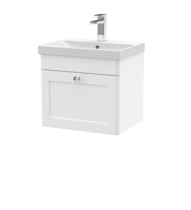 Image of nuie 500mm Wall Hung 1 Drawer Vanity & Basin 3 - Satin White CLC191E
