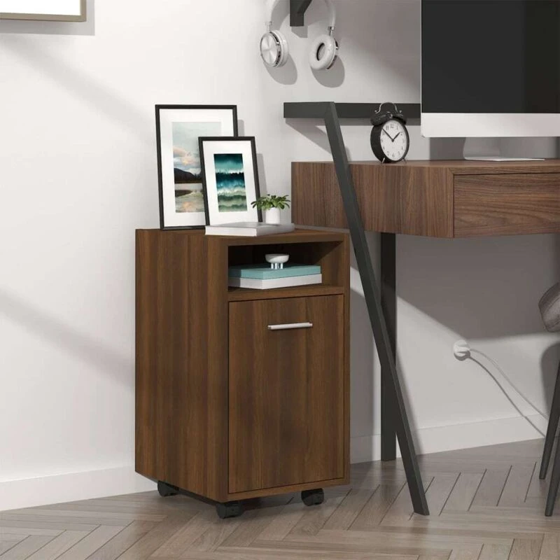 Image of VIDAXL Side Cabinet with Wheels Brown Oak 33x38x60cm Engineered Wood vidaXL 8720286955970