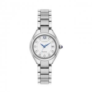 Image of Citizen White And Silver Silhouette Crystal' Eco-Drive Classical Watch - Ew2540-83A