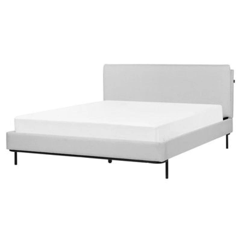 Image of Beliani Bed Fabric Corio 160 X 200 Cm (Eu King Size) Light Grey