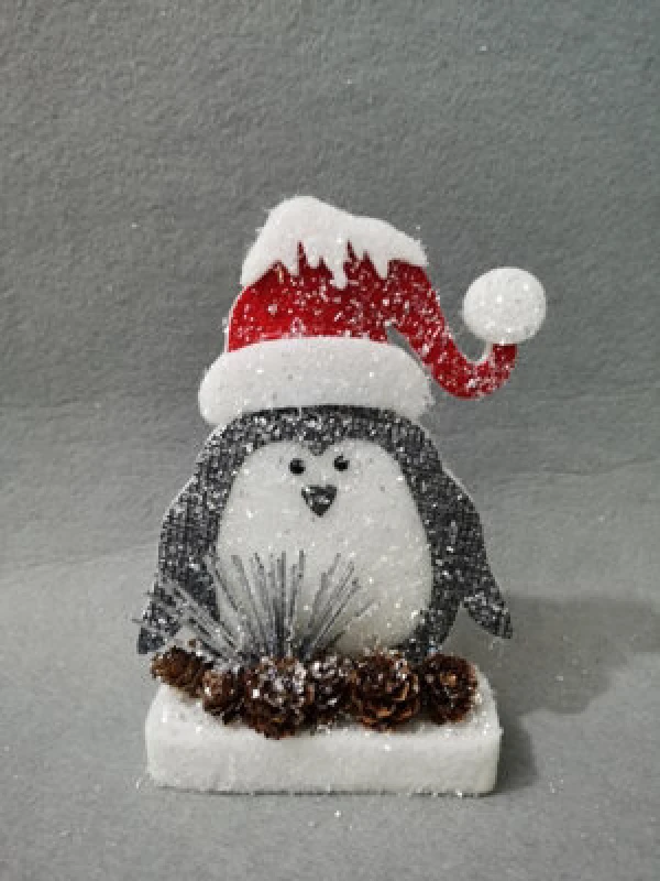 Image of Shatchi 20Ccm Red Penguin Christmas Tabletop Figures Window Glitter Foam Showpiece Decorations