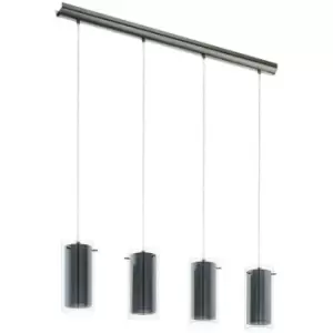 Image of Netlighting Pinto 4 Lamp Straight Bar Pendant Ceiling Light Satin Nickel