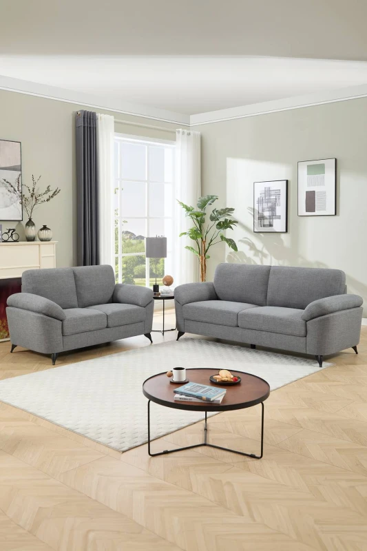 Image of More4Homes Malmo Modern Scandi Style Fabric Living Room 2+3 Seater Sofa Set (Grey)