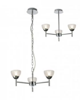 Image of Ceiling 3 Light G9 Ceiling Pendant, Semi Ceiling, Polished Chrome with Clear Prismatic Glass