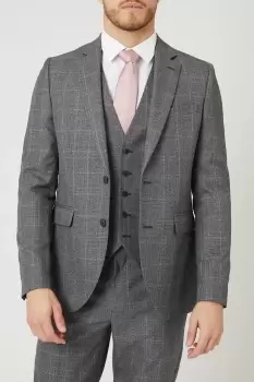 Image of Slim Fit Charcoal Herringbone Suit Jacket
