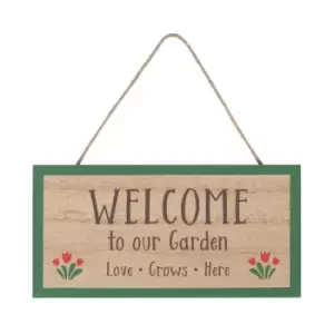 Image of Welcome To Our Garden Tulip MDF Hanging Sign