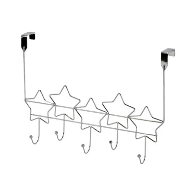 Image of Showerdrape Stars Chrome Over Door Storage Hooks, Silver STARDHC