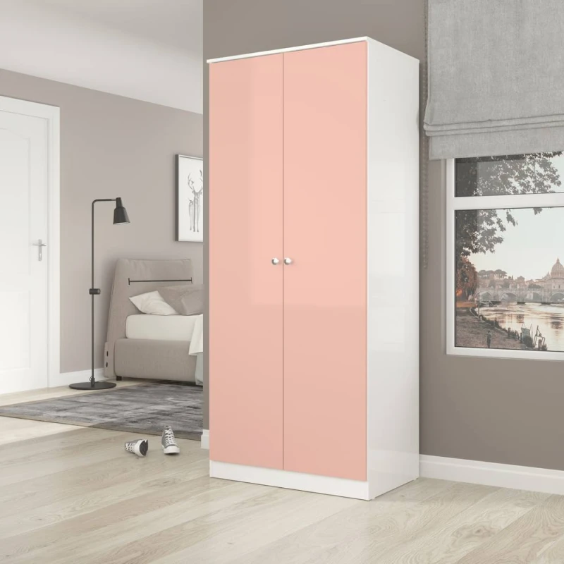 Image of Seconique Denver 2 Door Wardrobe in Pink Pink Unisex