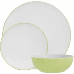 Image of Premier Housewares Dinner Sets With 12 Pieces Green / White Dinner Set With Different Sized Plates For Dinners / Lunches / Set For 4 Made In