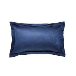 Image of Bedeck of Belfast Dark Blue Egyptian Cotton Percale 300 Thread Count Fine Linens 'Osaka' Oxford Pillow Case