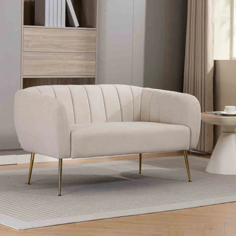 Image of Unknown Stanton 135Cm Wide Beige Soft Fabric 2 Seat Accent Sofa