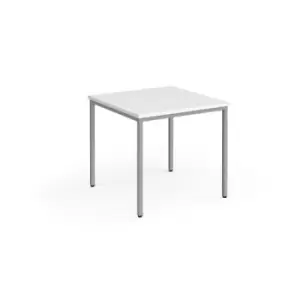Image of Flexi 25 square table with silver frame 800mm x 800mm - white