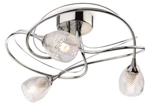 Image of 3 Light Flush Light Chrome, Clear Decorative Glass, G9