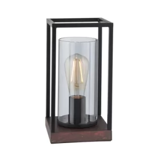 Image of Pescasseroli Table Lamp Sand Black And Bronze Patina Finish With Grey Tinted Glass