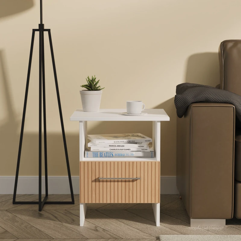 Image of Ready Assembled 2 U Gloucester Bottom Drawer Lamp Table (Ready Assembled) in White White Unisex