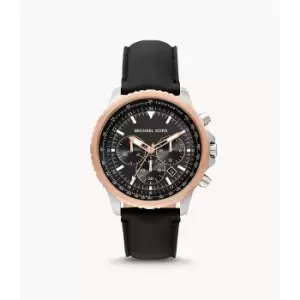 Image of Michael Kors Mens Cortlandt Chronograph Leather Watch - Black