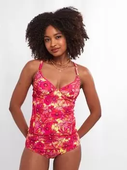 Image of Joe Browns Floral Festival Retro Tankini Top - Pink, Size 14, Women