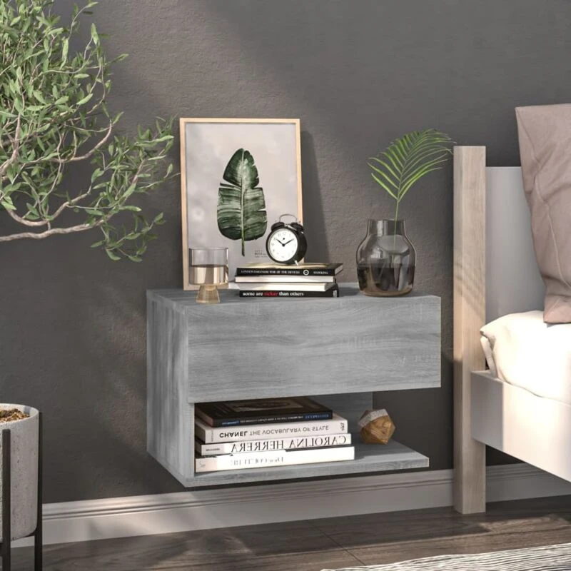 Image of VIDAXL Wall-mounted Bedside Cabinet Grey Sonoma Vidaxl 8720286967461