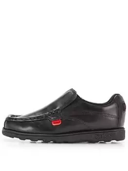 Image of Kickers Boys Fragma Slip-On School Shoes - Black, Size 5 Older