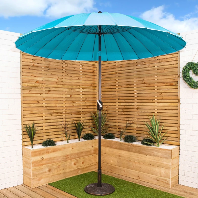 Image of Samuel Alexander 2.6m Aluminium Shanghai Outdoor Garden Parasol - Crank & Tilt in Turquoise Light Blue