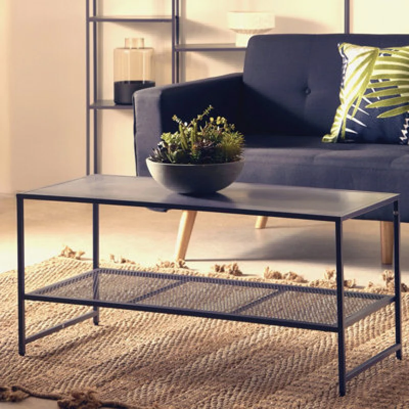 Image of Orsina Sleek Grey Metal Coffee Table, Convenient Coffee Table For Livingroom, Industrial Design Decorative Table
