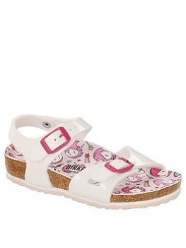 Image of Birkenstock Rio Patent Unicorn Sandal - White, Size 7 Younger