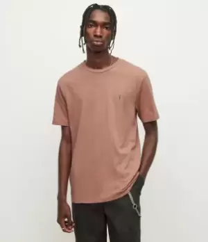 Image of AllSaints Mens Brace Crew T-Shirt, Dusty Pink, Size: S