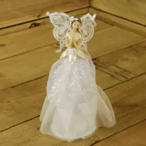 Image of 23cm Fabric Angel Christmas Tree Topper White