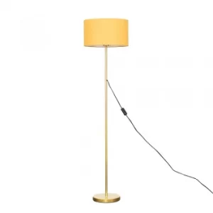 Image of Charlie Gold Floor Lamp with Large Mustard Reni Shade