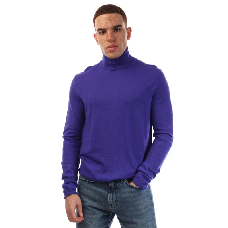 Image of Boss Mens Baldebert E Turtle Neck Jumper Dark Purple male M