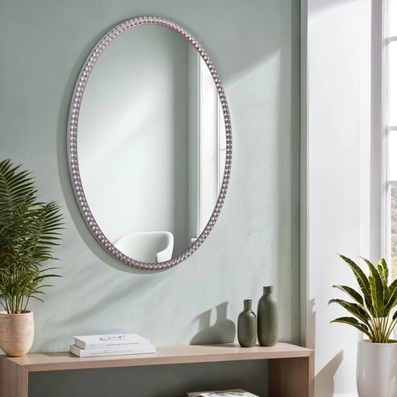 Image of Home Garden Direct AMALFI OVAL WALL MIRROR 60x80 in Silver Silver Unisex