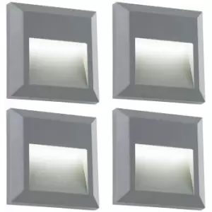Image of 4 PACK Square IP65 Guide Light - Indirect 1.1W Warm White LED - Gray ABS
