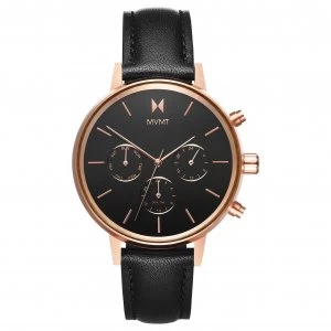 Image of MVMT Ladies Black Leather Strap Watch