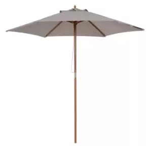 Image of Outsunny 2.5M Wood Garden Parasol Sun Shade Patio Outdoor Wooden Umbrella Canopy - Grey