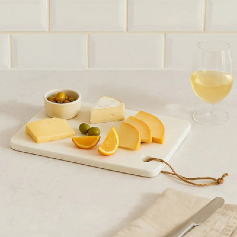 Image of Premier Housewares Stylish Marble Chopping & Serving Board, Sleek Cutting Board For Kitchen, Durable Serving Board For Cutting White