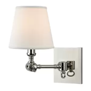 Image of Hillsdale 1 Light Wall Sconce Polished Nickel, Linen