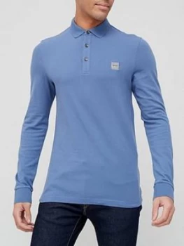 Image of Hugo Boss Passerby Long Sleeve Polo Shirt Light Blue Size S Men