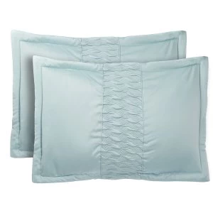 Image of Catherine Lansfield Quilted Luxury Satin Pillow Sham Pair - Duck Egg