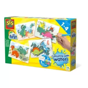 Image of SES Creative Dinos Colouring with Water Painting Set, 1 to 4 Years...