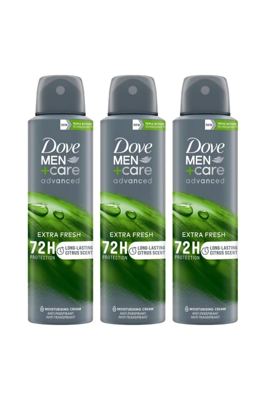 Image of Dove 3x Men+Care 'Antiperspirant' Deo Extra Fresh - 150ml Grey male