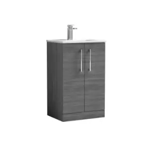 Image of Nuie Arno 500mm Floor Standing 2 Door Vanity & Basin 2 Anthracite