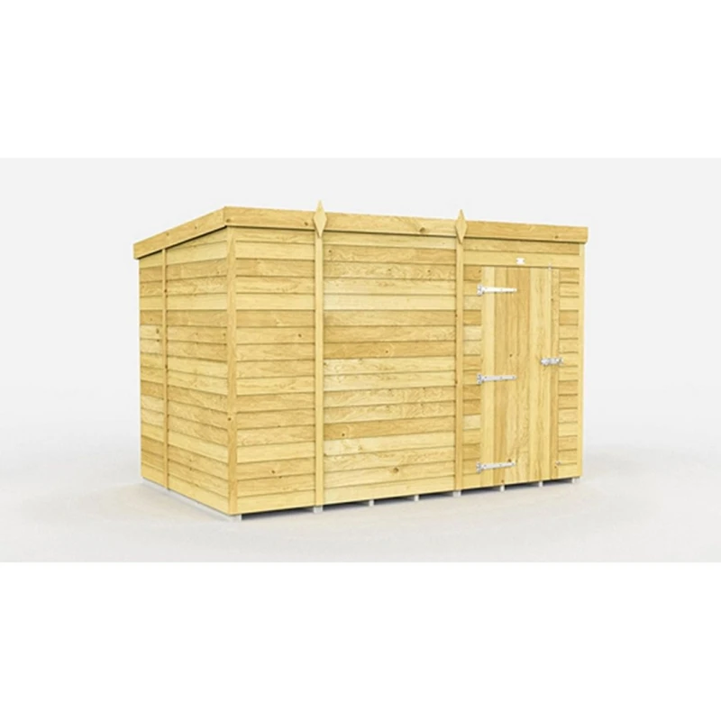 Image of Buttercup Farm 10 x 7 Feet Pent Shed - Single Door W/O Window - L214 x W302 x H201cm in Brown Brown Unisex