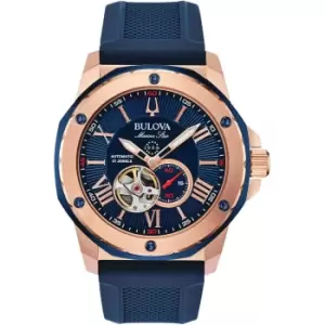 Image of Bulova 98A227 Mens Marine Star Rose Gold Tone Automatic Wristwatch