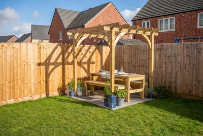 Image of Forest Wooden Garden Dining Table and Benches Set 5'11 x 2'6 (1.8m x 0.76m)