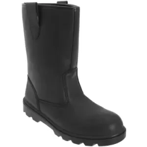 Image of Grafters Mens Leather Safety Rigger Treaded Sole Toe Cap Boots (8 UK) (Black) - Black