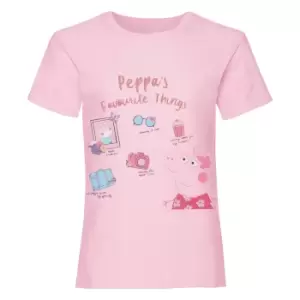Image of Peppa Pig Girls Favourite Things T-Shirt (2-3 Years) (Pale Pink)