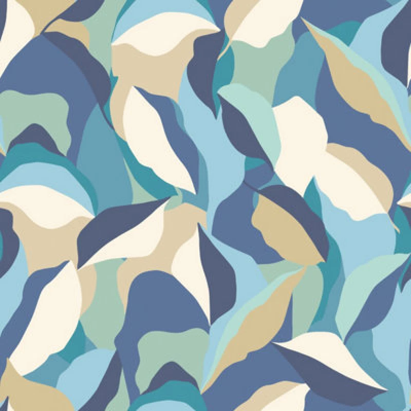 Image of Hoopla Walls Leafy Patchwork Indigo Mix Smooth Matt Wallpaper