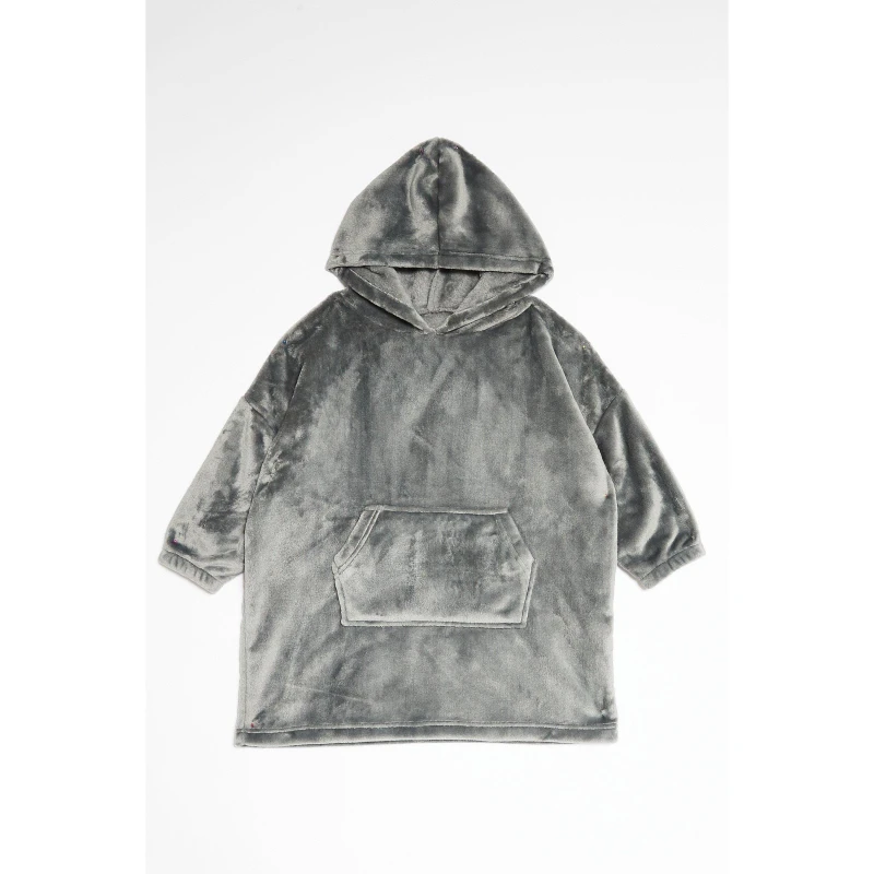 Image of Be You Kids Unisex Plain Snuggle Hoodie - Grey Grey 4 - 5 Years